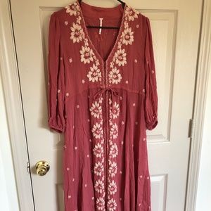 embroidered fable midi dress